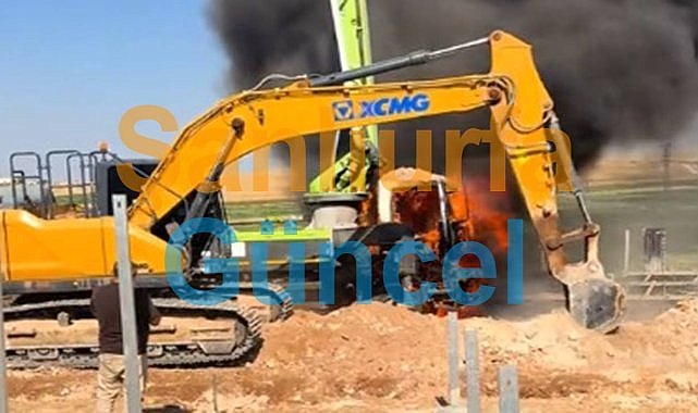 Beton Dökümü Sırasında İş Makinesi Yandı